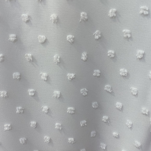 NWOT. I BLUES White dress with long sleeve embroidery Clip Dot Chiffon - Picture 14 of 16